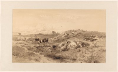 Landskap med storfe og hvilende gjeter av Johan Daniël Koelman