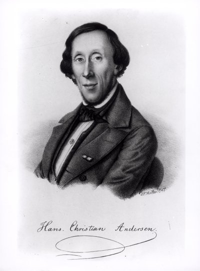Portrett av Hans Christian Andersen (1805-1875) av Johan Frederick Moller