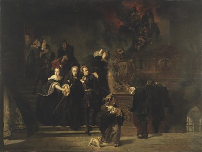 Brannen ved det kongelige slott, Stockholm, 7. mai 1697, 1862-66 av Johan Fredrik Hockert