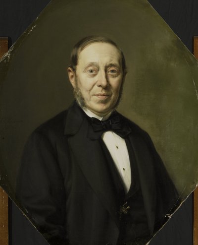Portrett av Johannes Cornelis van Pappelendam (1810-1884). Kunstner og kunsthandler. Superintendent for Van der Hoop-museet av Johan Heinrich Neuman