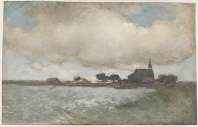 Utsikt over kirken ved Noordse Dorp nær Noorden Utsikt over kirken Noordse Dorp nær Noorden av Johan Hendrik Weissenbruch