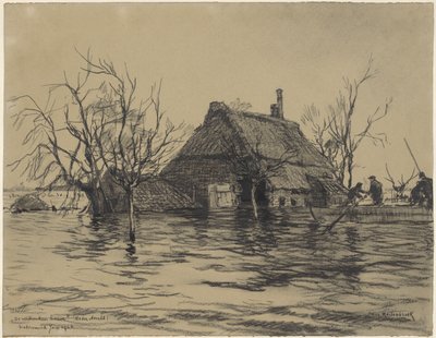 Oversvømt gård i Nedre Asselt (Land van Maas en Waal) av Johan Hendrik van Mastenbroek