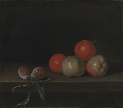 Epler og fersken på et bord av Johan Hörner