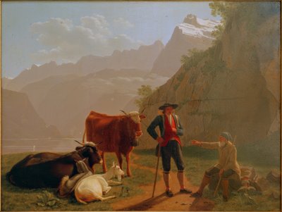 Vierwaldstättersee med gjetere av Johan Jakob Biedermann