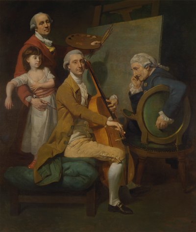 Selvportrett med hans datter Maria Theresa, James Cervetto og Giacobbe Cervetto av Johan Joseph Zoffany RA
