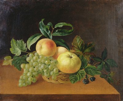 Kurv med epler, fersken og druer av Johan Laurents Jensen