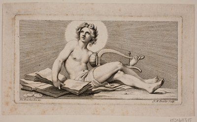 Vignetten. En sittende Apollo med harpen av Johan Martin Preisler