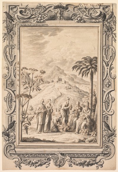 Illustrasjon og kantdesign for Kupfer-Bibel Copper Bible , ca. 1730. av Johan Melchior Füssli