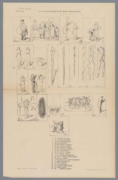 Tegneserie om reform av rettsvesenet, 1873 Hvordan rettsvesenet er organisert (tittel på objekt) av Johan Michaël Schmidt Crans