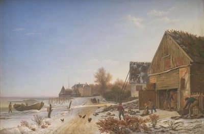 Strandvejen ved Vedbæk. Vinter ettermiddag av Johan Stroe