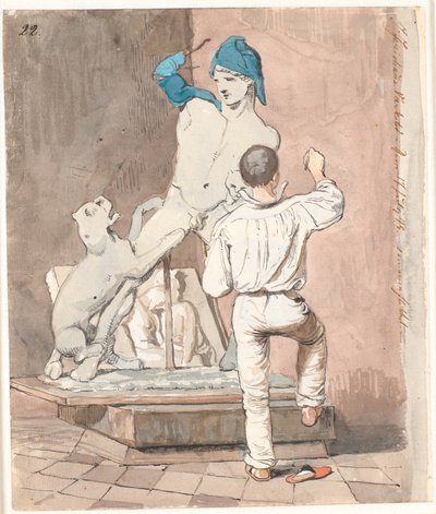 Billedhuggeren J.A. Jerichau i sitt studio i Roma av Johan Thomas Lundbye