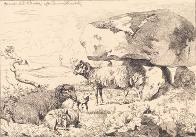 Sau ved en gravhaug av Johan Thomas Lundbye