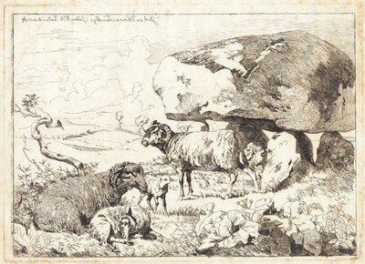 Sau ved en gravhaug av Johan Thomas Lundbye