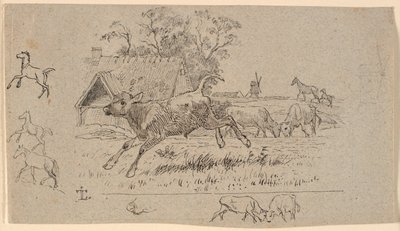 Flokken. Illustrasjon til Kaalunds "Fabler for barn". Se kommentar fra arkkatalog. av Johan Thomas Lundbye