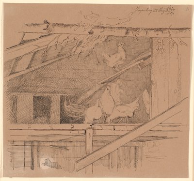 Kyllinger på et loft av Johan Thomas Lundbye