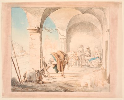 Scene fra en østersbutikk av Johan Thomas Lundbye