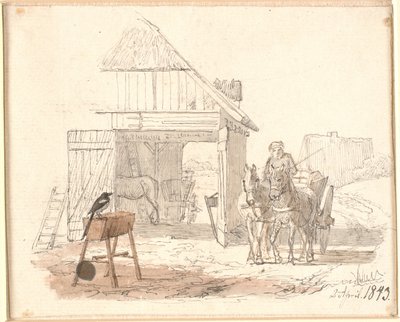 Skaden. Illustrasjon til Kaalunds "Fabler for barn". Se kommentar fra arkkatalog. av Johan Thomas Lundbye