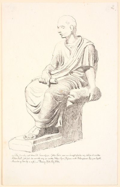 Studer etter en figur av en sittende mann av Johan Thomas Lundbye