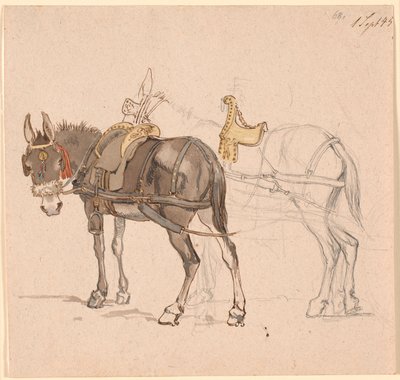 To forspente muldyr av Johan Thomas Lundbye
