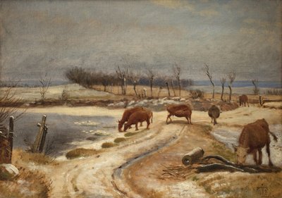 Vanning av storfe på en vinterdag av Johan Thomas Lundbye