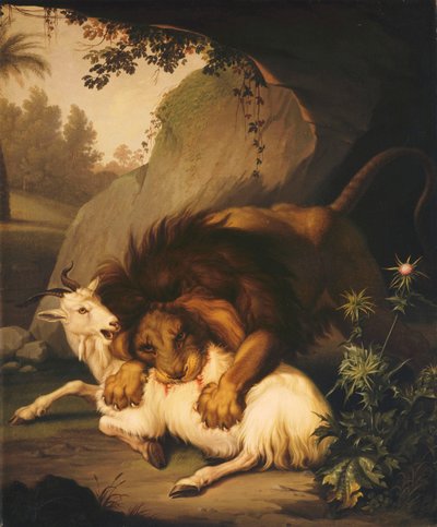 En løve angriper en geit, 1785 av Johan Wenzel Peter