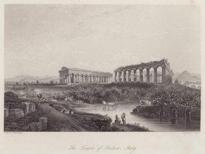 Templene i Paestum, Italia (gravering) av Johan Wolfensberger