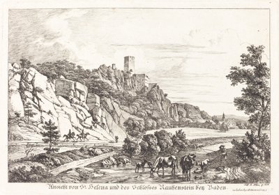 Utsikt over St. Helena og Rauhenstein slott nær Baden av Johann Adam Klein