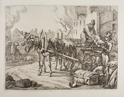 Kosakker som plyndrer i en by av Johann Adam Klein