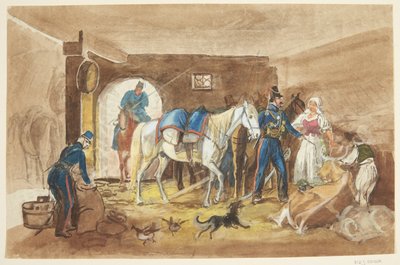Kavalerister i en stall av Johann Adam Klein