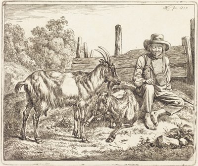 Gjetergutt med to geiter av Johann Adam Klein