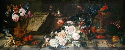 Stilleben med blomster og frukt, ca. 1785-87 (olje på lerret) av Johann Amandus Winck
