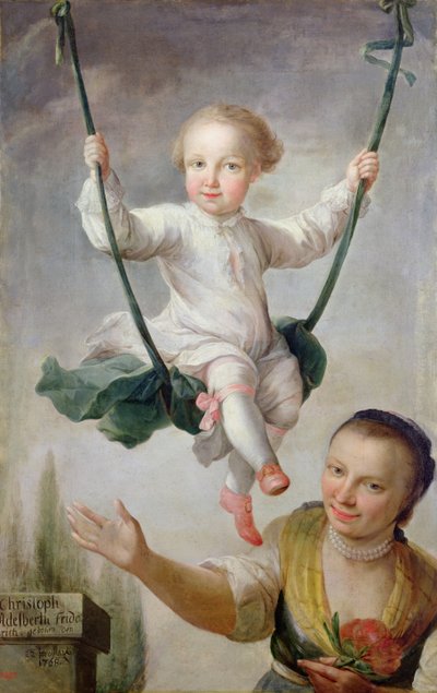 Christoph Adalbert Friedrich von Stein på en huske, 1768 av Johann Andreas Herrlein