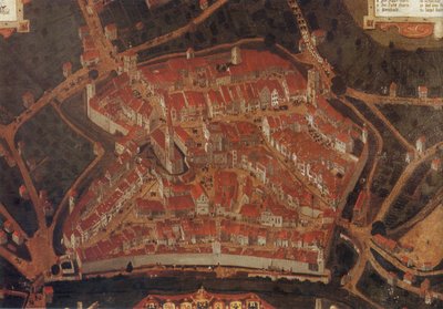 Utsikt over byen Wangen (Allgäu); Rådhuskinn av Johann Andreas Rauch