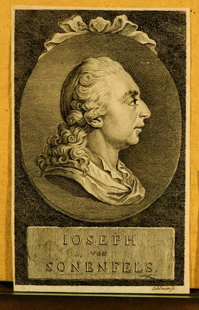 Joseph von Sonnenfels, professor i statsvitenskap ved Universitetet i Wien … (gravering) av Johann Baptist Edler von Lampi