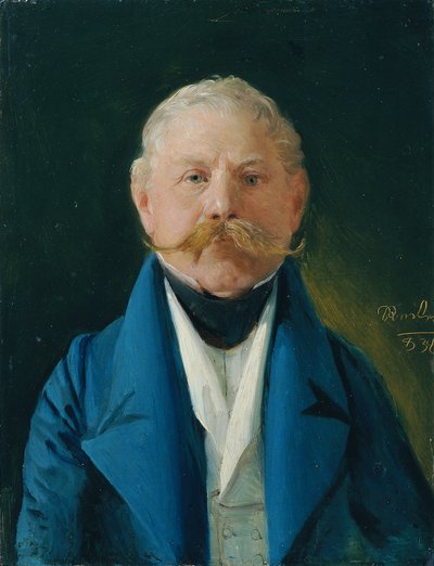 Herre i blå kåpe og hvit vest av Johann Baptist Reiter