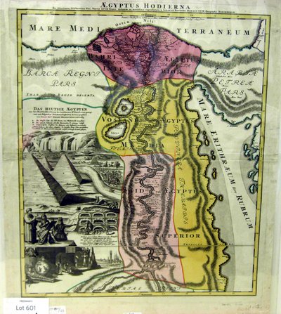 Moderne Egypt, kart over Egypt, ca. 1720 av Johann Baptista Homann