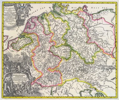 Hydrografisk kart over Tyskland, ca 1720 (gravering) av Johann Baptista Homann