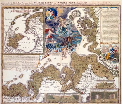 Kart over juleflommen i 1717 av Johann Baptista Homann