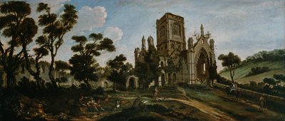 Sørvisning av Kirkstall Abbey, ca. 1738 av Johann Baptiste Bouttats