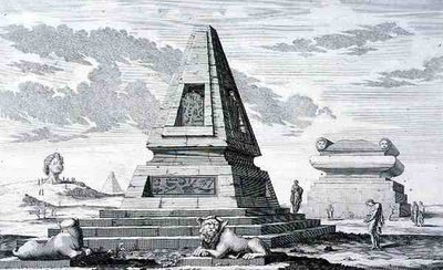 Pyramider som markerer graven til kong Sotis av Egypt, funnet i ruinene av Heliopolis. fra 