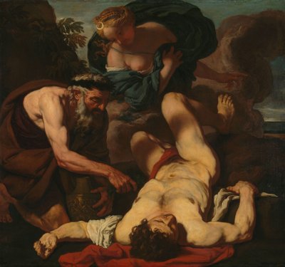 Selene og Endymion (tidligere med tittelen The Death of Orion) av Johann Carl Loth (attributed to)