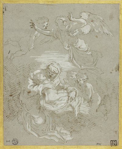 Madonna og barn med engler av Johann Carl Loth