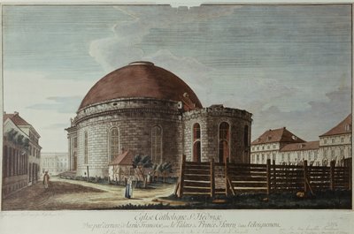 St. Hedwig, katedralen, Berlin (håndfarget gravering) av Johann Carl Wilhelm Rosenberg