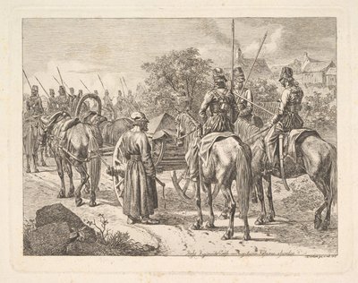 Kosakker som eskorterer Regimental Cassone, 1815. av Johann Christian Erhard