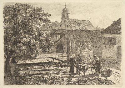 Vaskeri ved en artesisk brønn, 1817. av Johann Christian Erhard