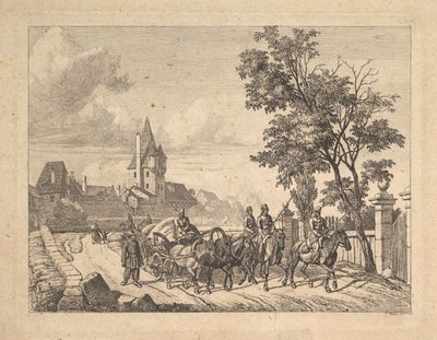Kosakkene som eskorterer bagasjevognen, 1816. av Johann Christian Erhard