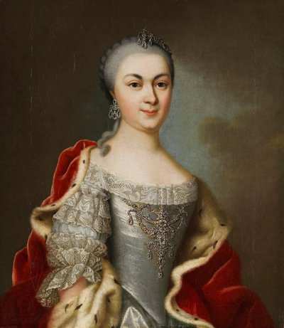 Portrett av prinsesse Maria Louise Albertine av Hessen-Darmstadt, ca 1760. av Johann Christian Fiedler