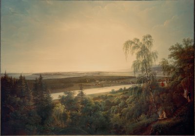 Elbelandskap med utsikt over Dresden av Johann Christian Klengel