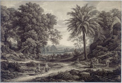 Ideallandskap med flukten til Egypt av Johann Christian Reinhart