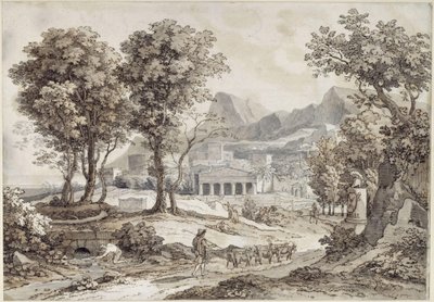 Klassisk landskap med Leonidas-monument av Johann Christian Reinhart